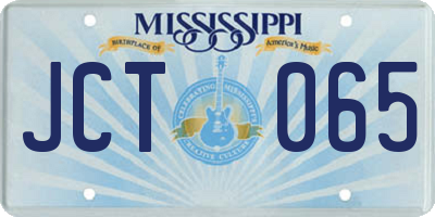 MS license plate JCT065