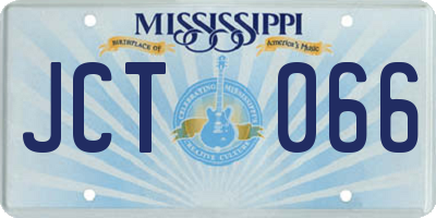 MS license plate JCT066