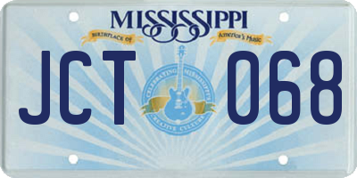 MS license plate JCT068