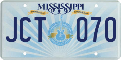 MS license plate JCT070