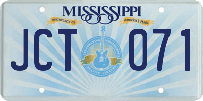 MS license plate JCT071