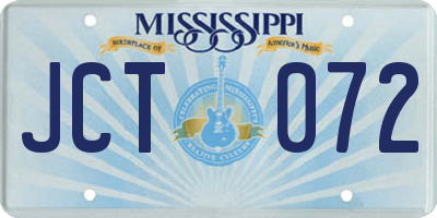 MS license plate JCT072