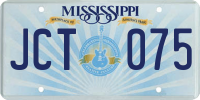 MS license plate JCT075
