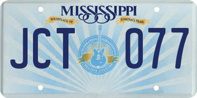 MS license plate JCT077