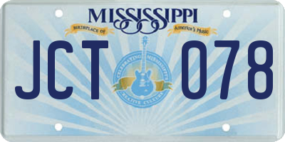 MS license plate JCT078
