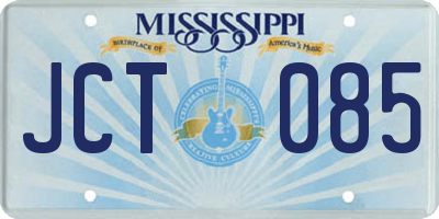 MS license plate JCT085