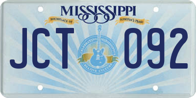MS license plate JCT092