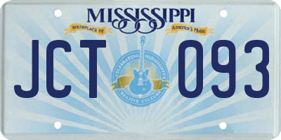 MS license plate JCT093