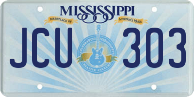 MS license plate JCU303