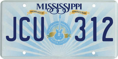 MS license plate JCU312