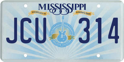 MS license plate JCU314