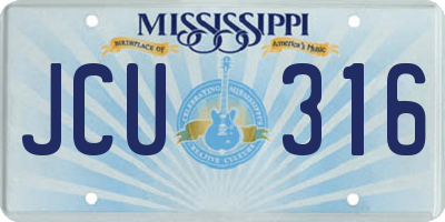 MS license plate JCU316