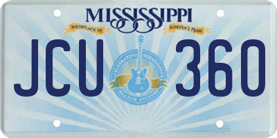 MS license plate JCU360