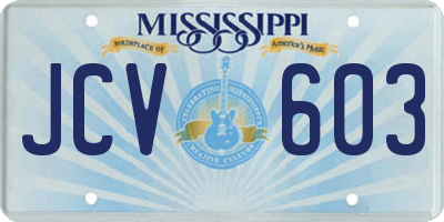 MS license plate JCV603
