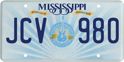 MS license plate JCV980