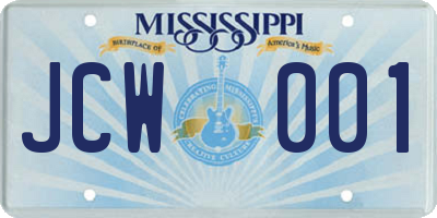 MS license plate JCW001