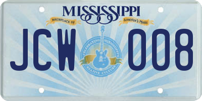MS license plate JCW008