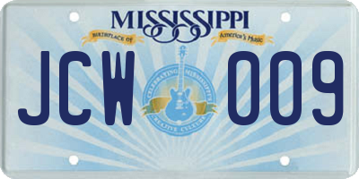MS license plate JCW009