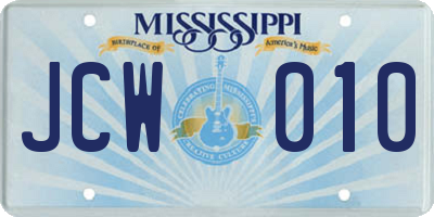 MS license plate JCW010
