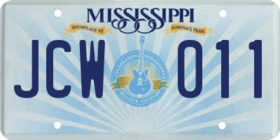 MS license plate JCW011