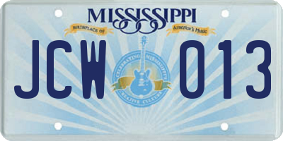 MS license plate JCW013