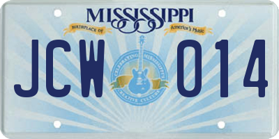 MS license plate JCW014