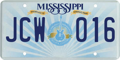 MS license plate JCW016