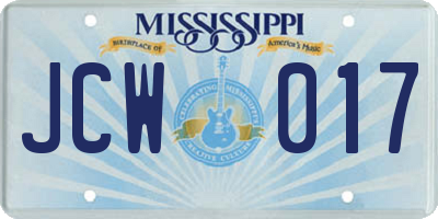 MS license plate JCW017