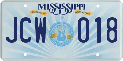 MS license plate JCW018