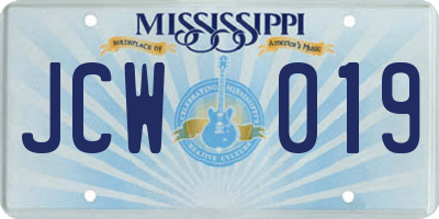 MS license plate JCW019