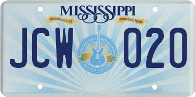 MS license plate JCW020
