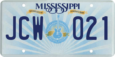 MS license plate JCW021