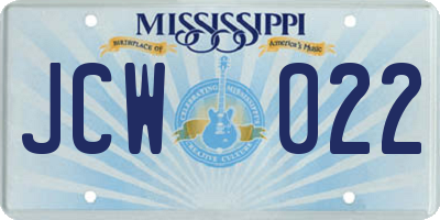 MS license plate JCW022