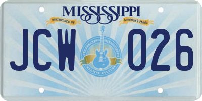 MS license plate JCW026