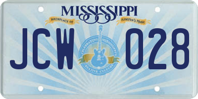 MS license plate JCW028