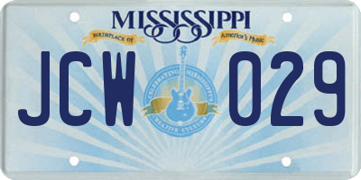 MS license plate JCW029