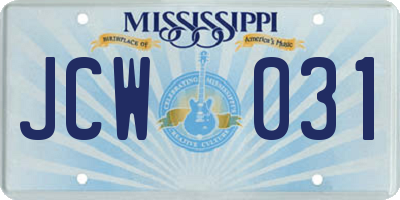 MS license plate JCW031