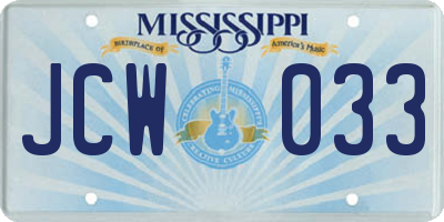 MS license plate JCW033