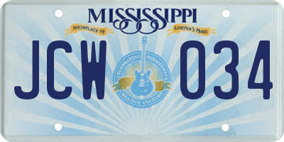 MS license plate JCW034