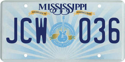 MS license plate JCW036