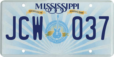 MS license plate JCW037
