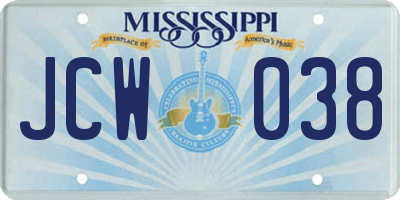 MS license plate JCW038