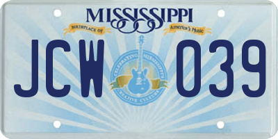 MS license plate JCW039