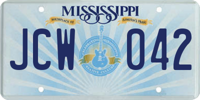 MS license plate JCW042