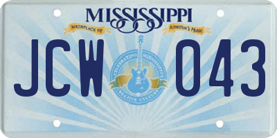MS license plate JCW043