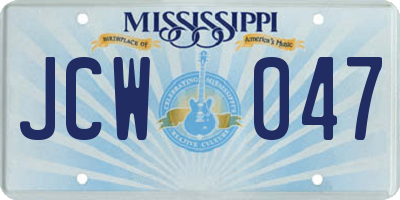 MS license plate JCW047