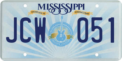 MS license plate JCW051