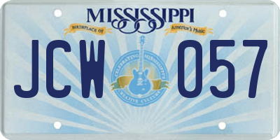 MS license plate JCW057