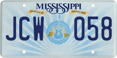 MS license plate JCW058
