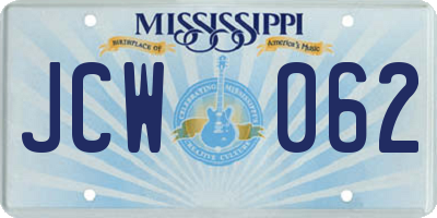 MS license plate JCW062